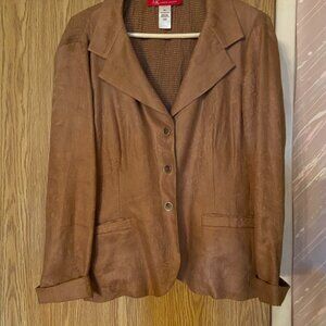 Anne Klein Linen Caramel Brown Blazer
